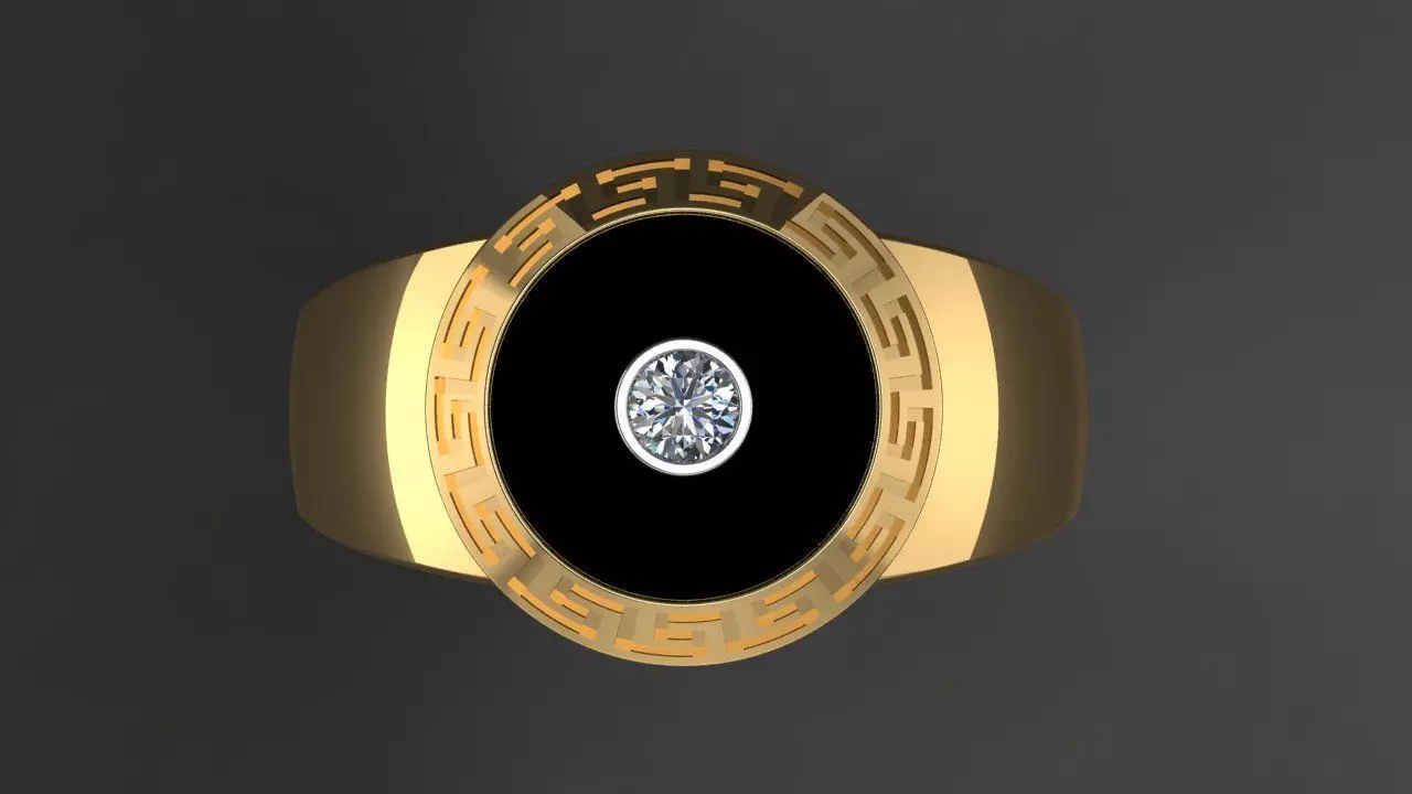 Men ring with a black insert 3D print model_1