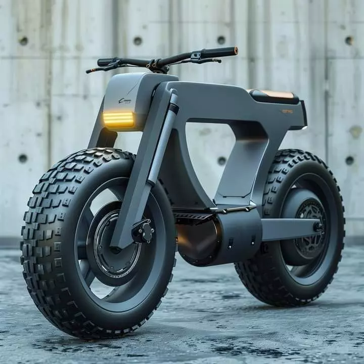 Electric Motorcycle 3D Futuristic Urban Bike Off-Road Tires Low-poly 3D model_0