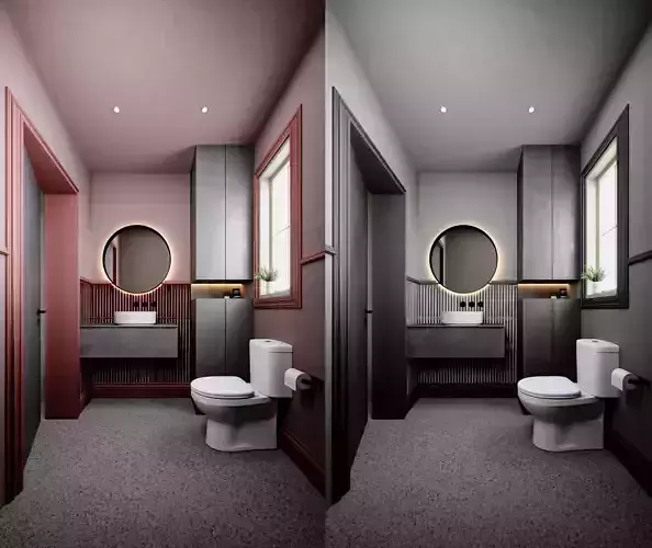Modern Bathroom 3D Model Realistic Interior with 4 Materials