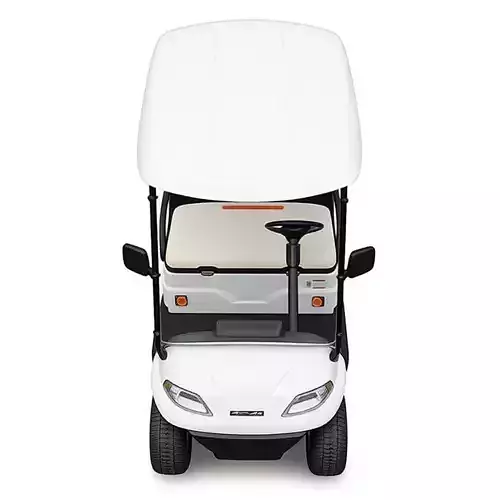 White Golf Cart 3D Electric Vehicle Canopy Dual Seats Low-poly 3D model 6