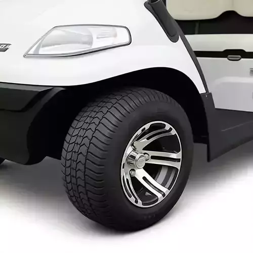 White Golf Cart 3D Electric Vehicle Canopy Dual Seats Low-poly 3D model 4