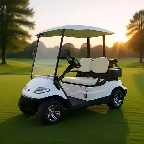 White Golf Cart 3D Electric Vehicle Canopy Dual Seats Low-poly 3D model 2