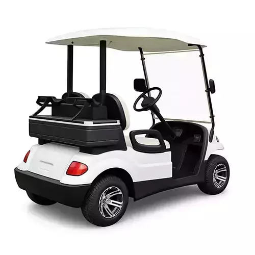 White Golf Cart 3D Electric Vehicle Canopy Dual Seats Low-poly 3D model 3