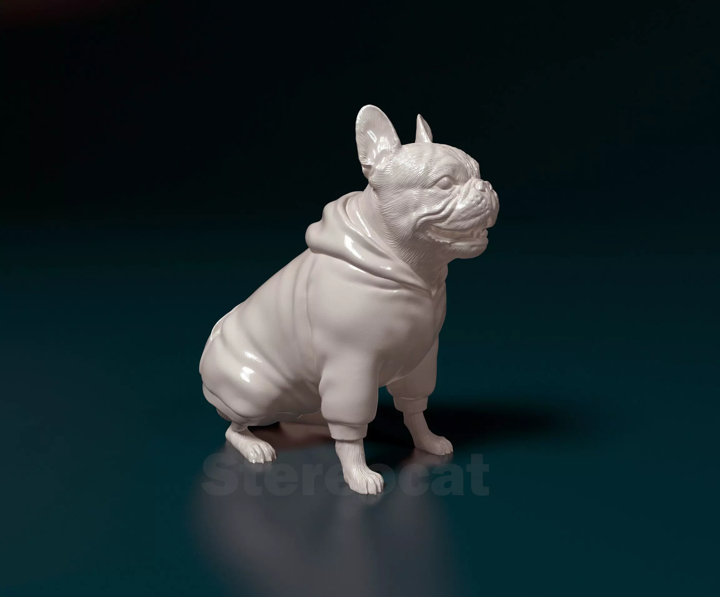 French bulldog in sweater 3D print model_0