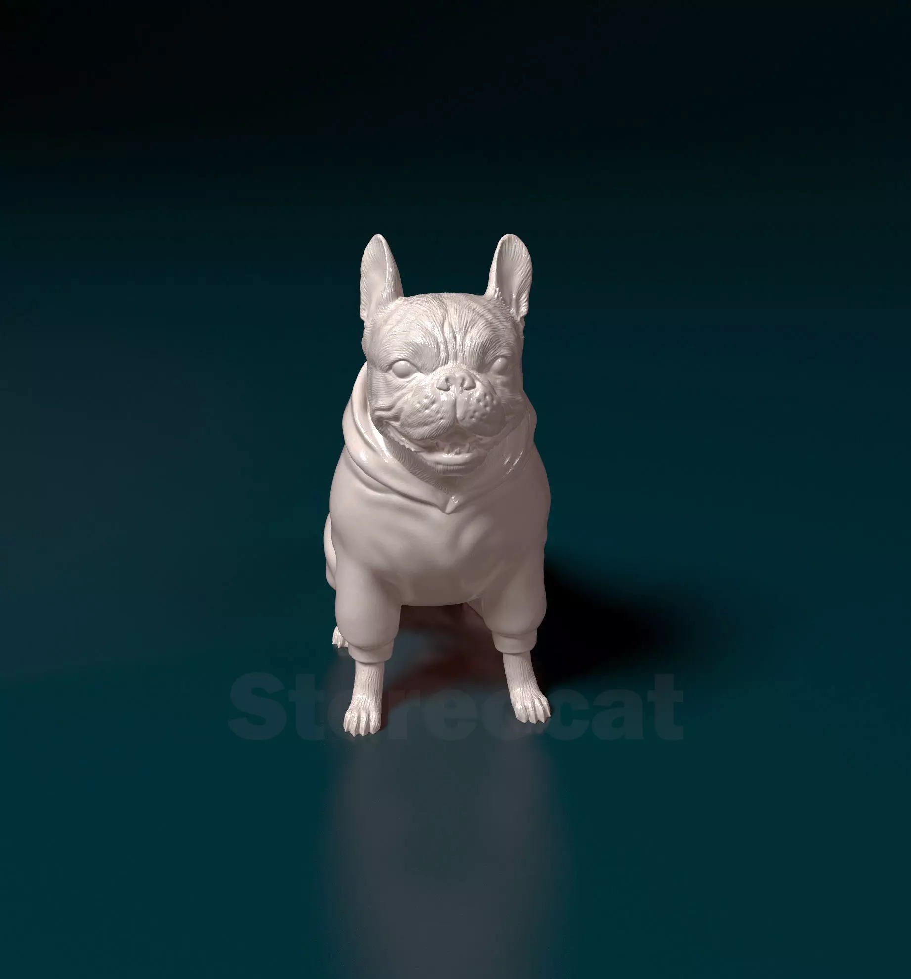 French bulldog in sweater 3D print model_3