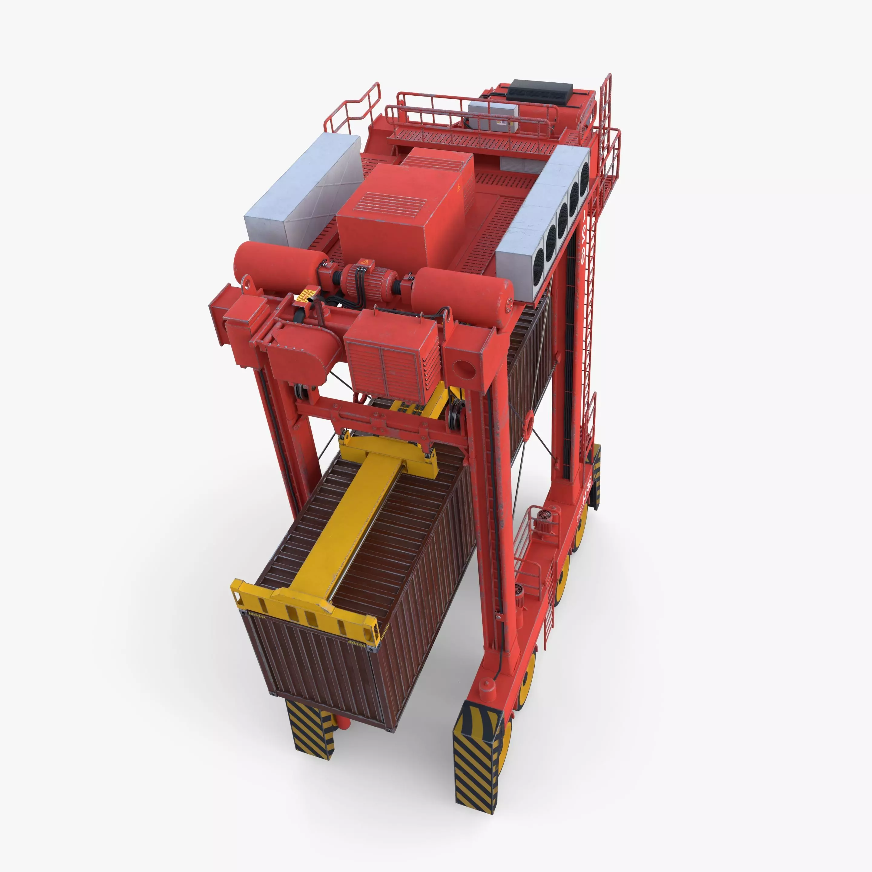 Port Container Straddle Carrier Crane V2 3D model_8