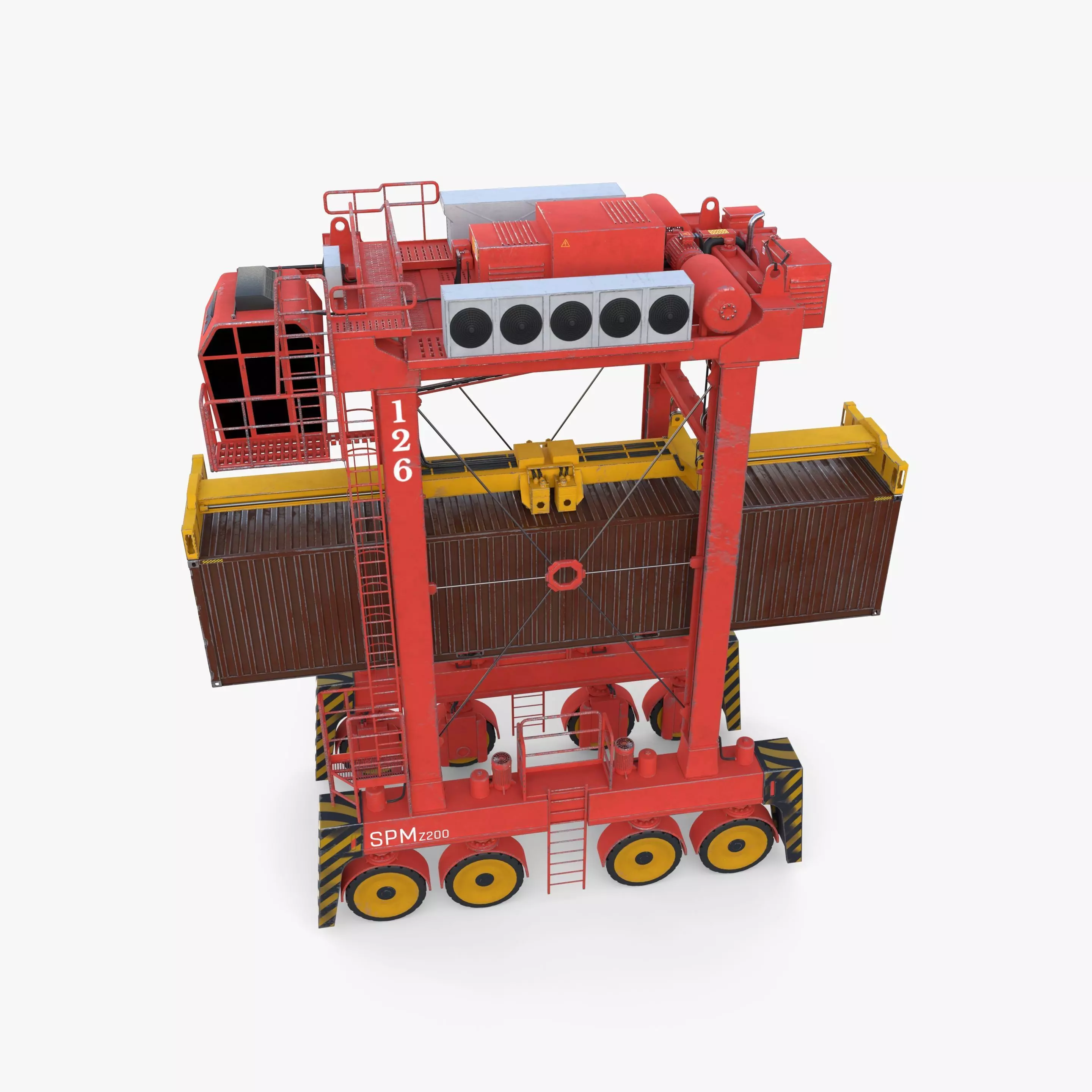 Port Container Straddle Carrier Crane V2 3D model_2