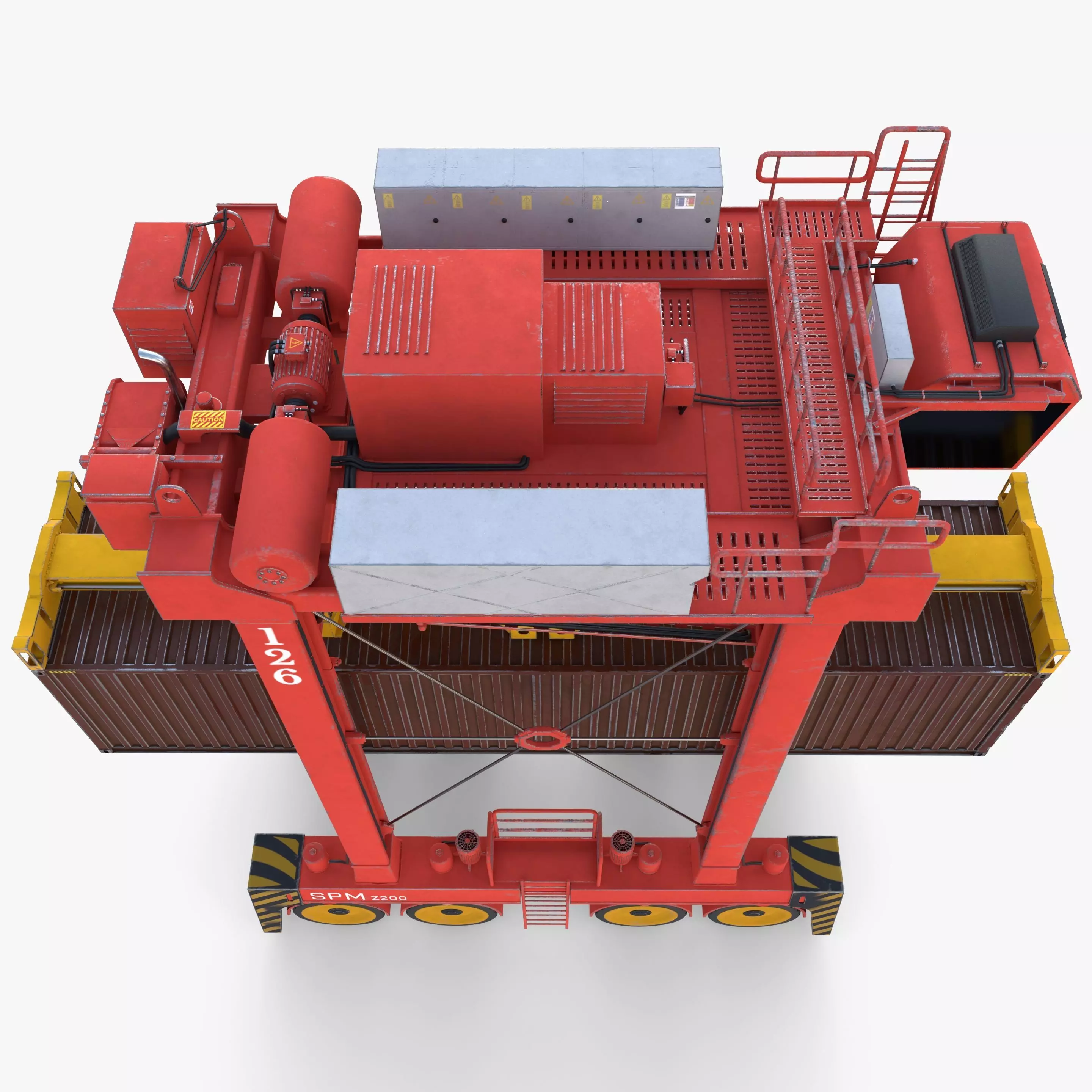 Port Container Straddle Carrier Crane V2 3D model_10