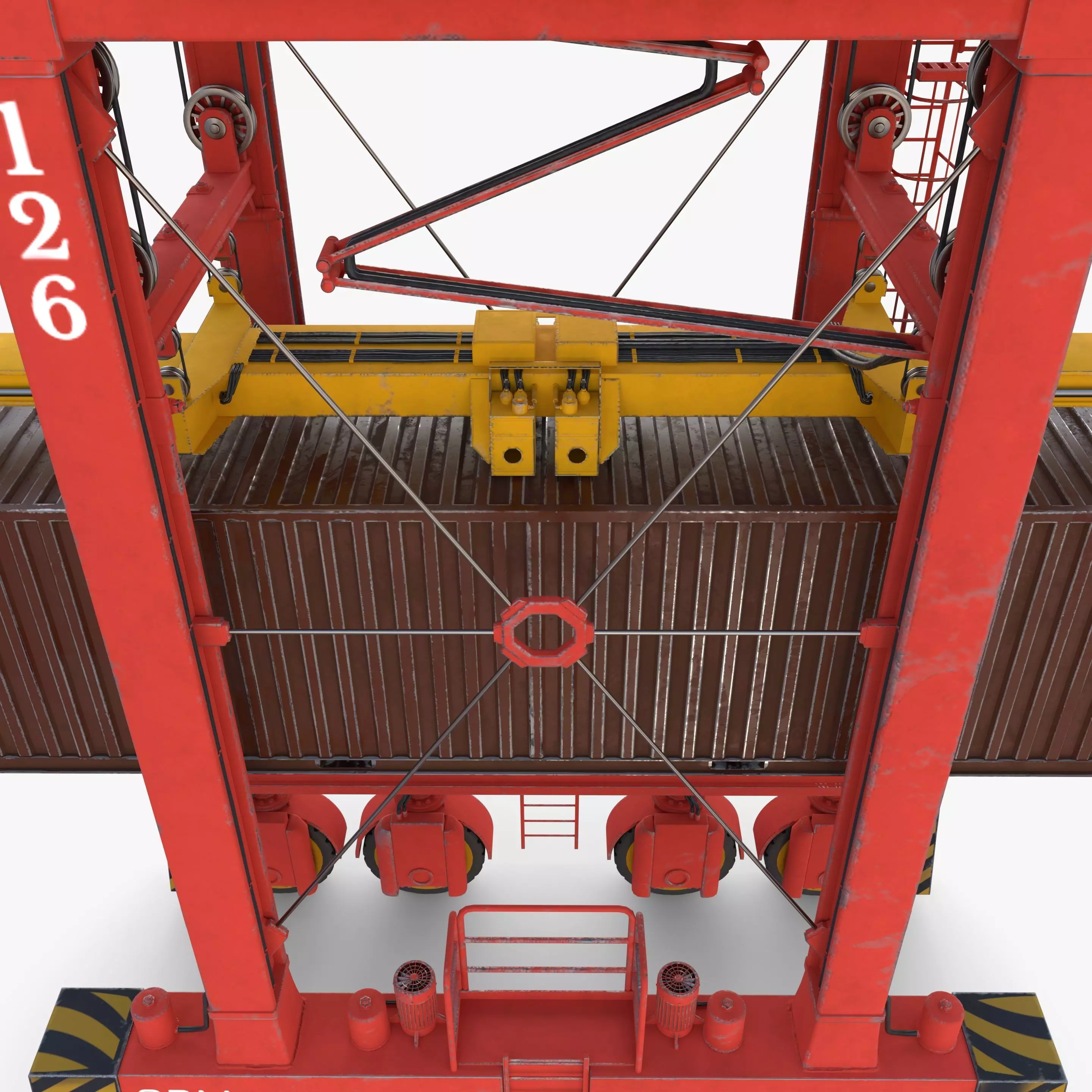 Port Container Straddle Carrier Crane V2 3D model_9