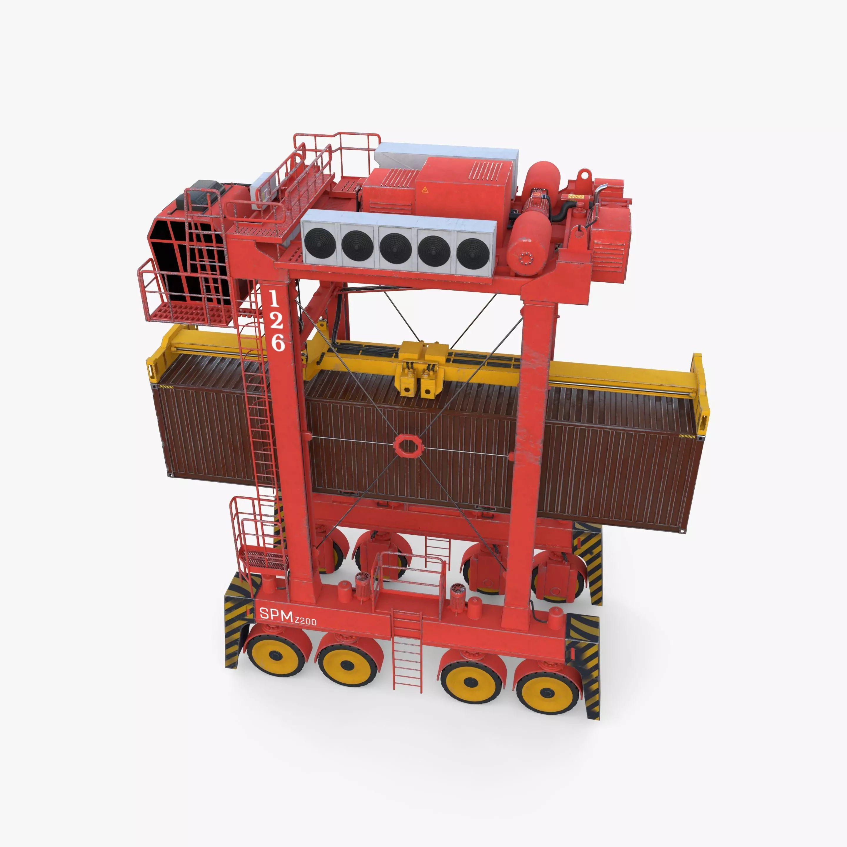 Port Container Straddle Carrier Crane V2 3D model_3