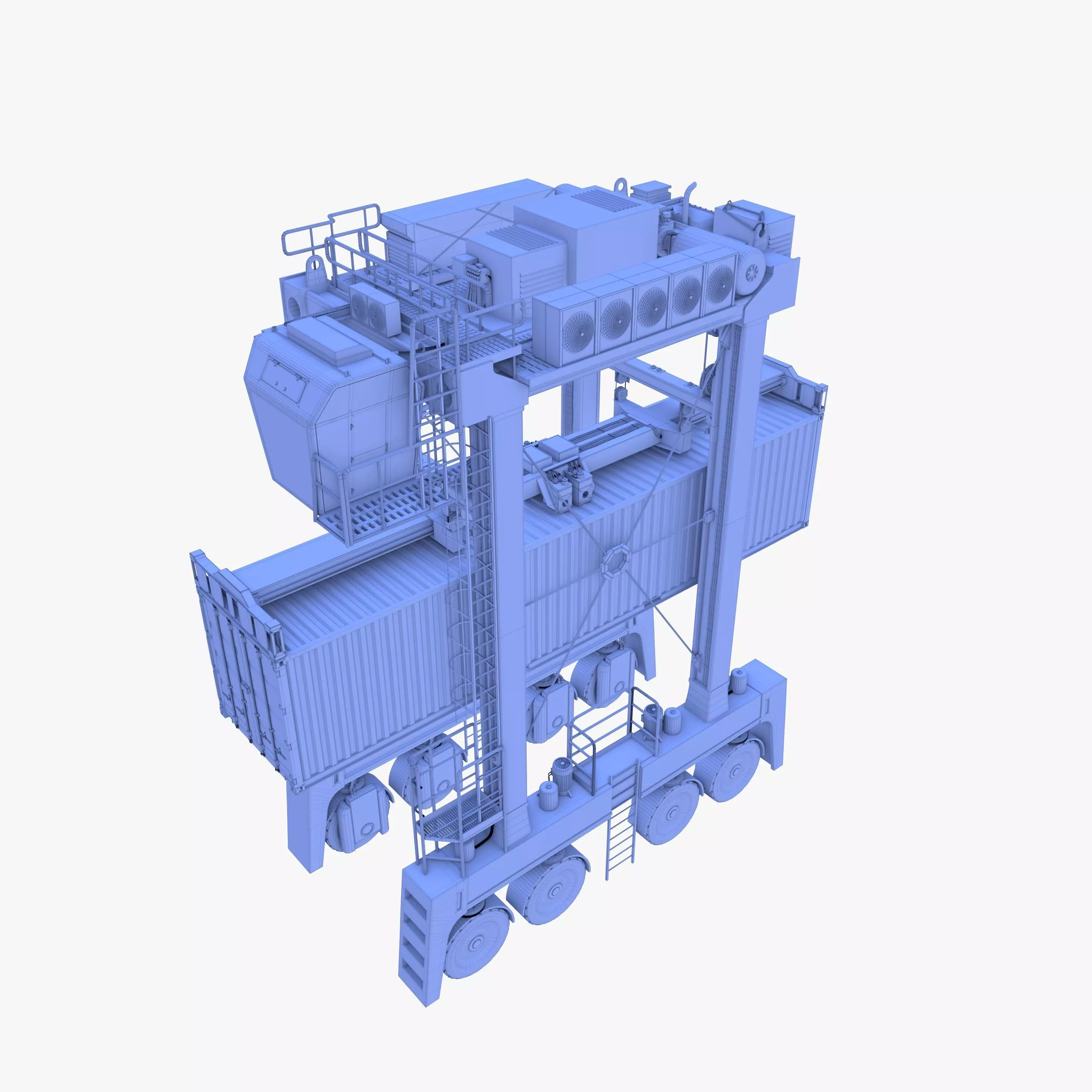Port Container Straddle Carrier Crane V2 3D model_13