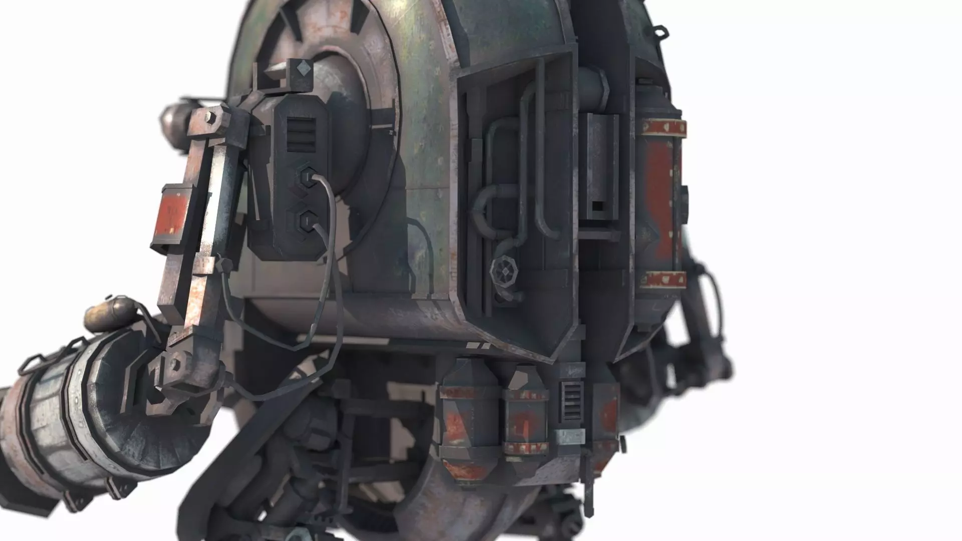 Science fiction fantasy style diesel powered robot 3D model_1