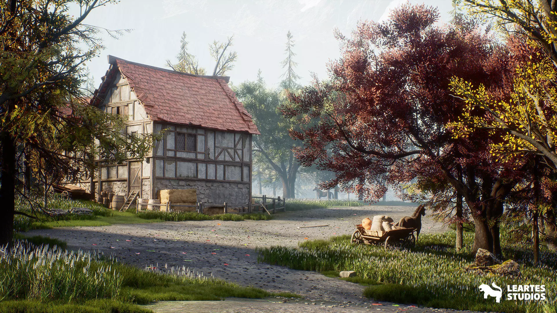 Medieval Lake Town Environment Low-poly 3D model_10