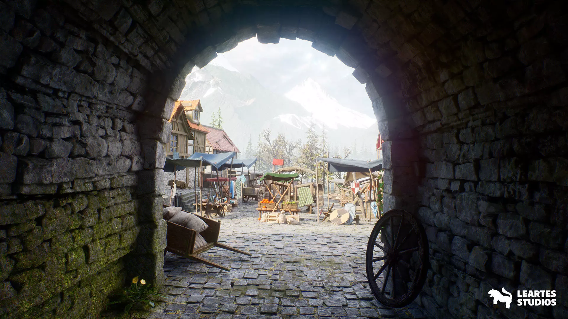 Medieval Lake Town Environment Low-poly 3D model_8