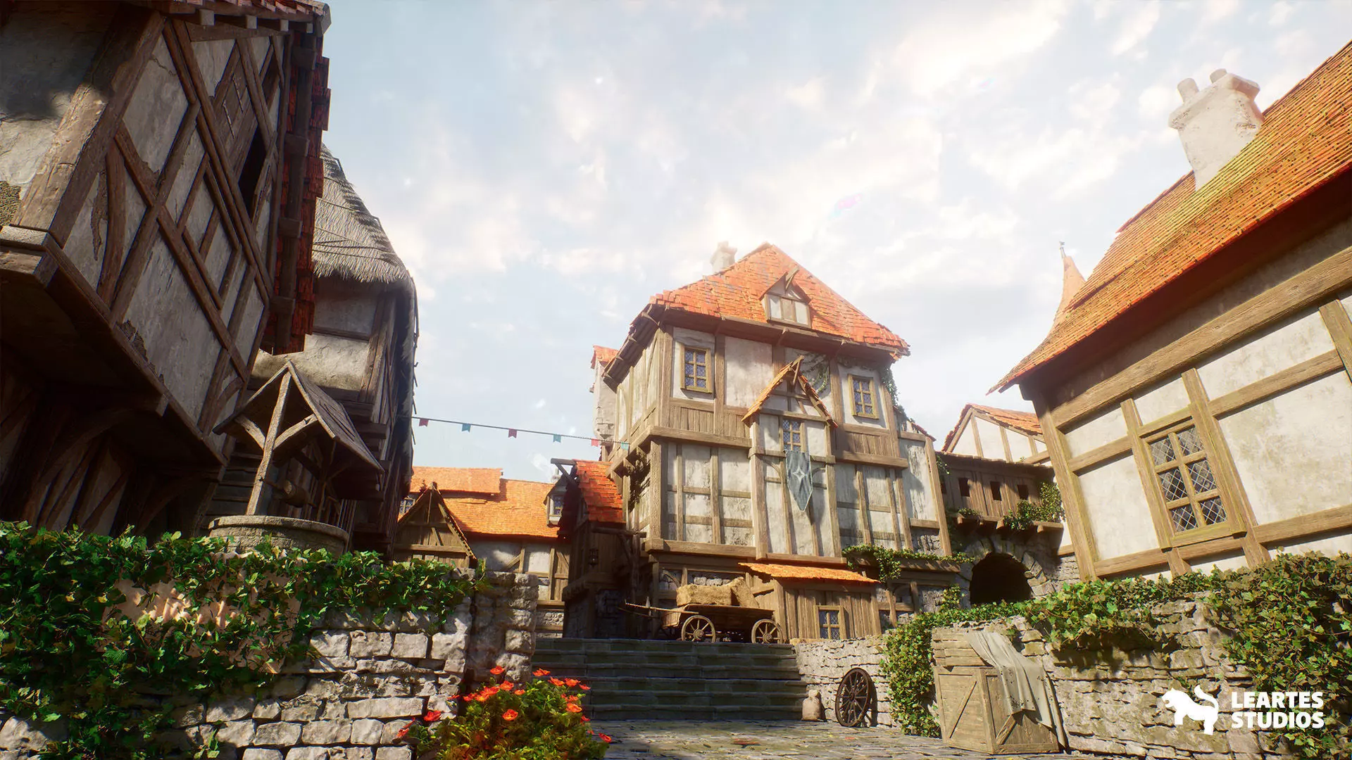 Medieval Lake Town Environment Low-poly 3D model_5