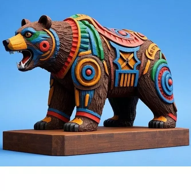 2278 Color 3D Model of a Totem Style Bear 3D print model_3