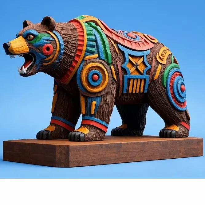 2278 Color 3D Model of a Totem Style Bear 3D print model_2