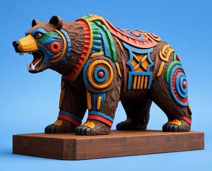 2278 Color 3D Model of a Totem Style Bear 3D print model_5