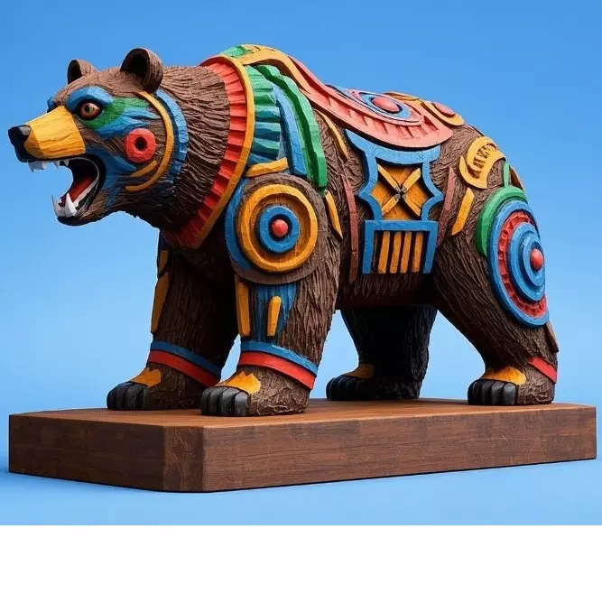 2278 Color 3D Model of a Totem Style Bear 3D print model_4