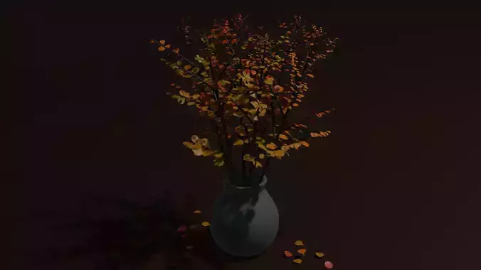 Autumn vase 3D model of branches in a vase  
