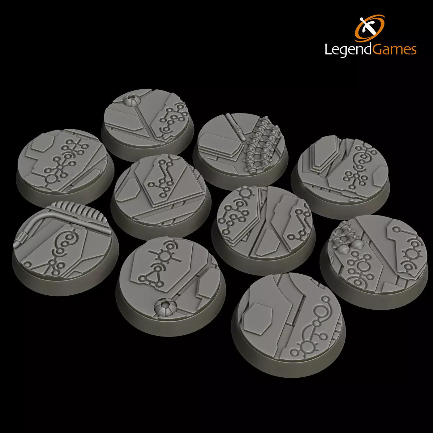 Complete Necro Tech Base set for Wargaming - solid and magnet 3D print model_1