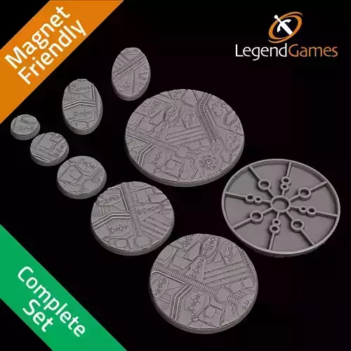 Complete Necro Tech Base set for Wargaming - solid and magnet 3D print model