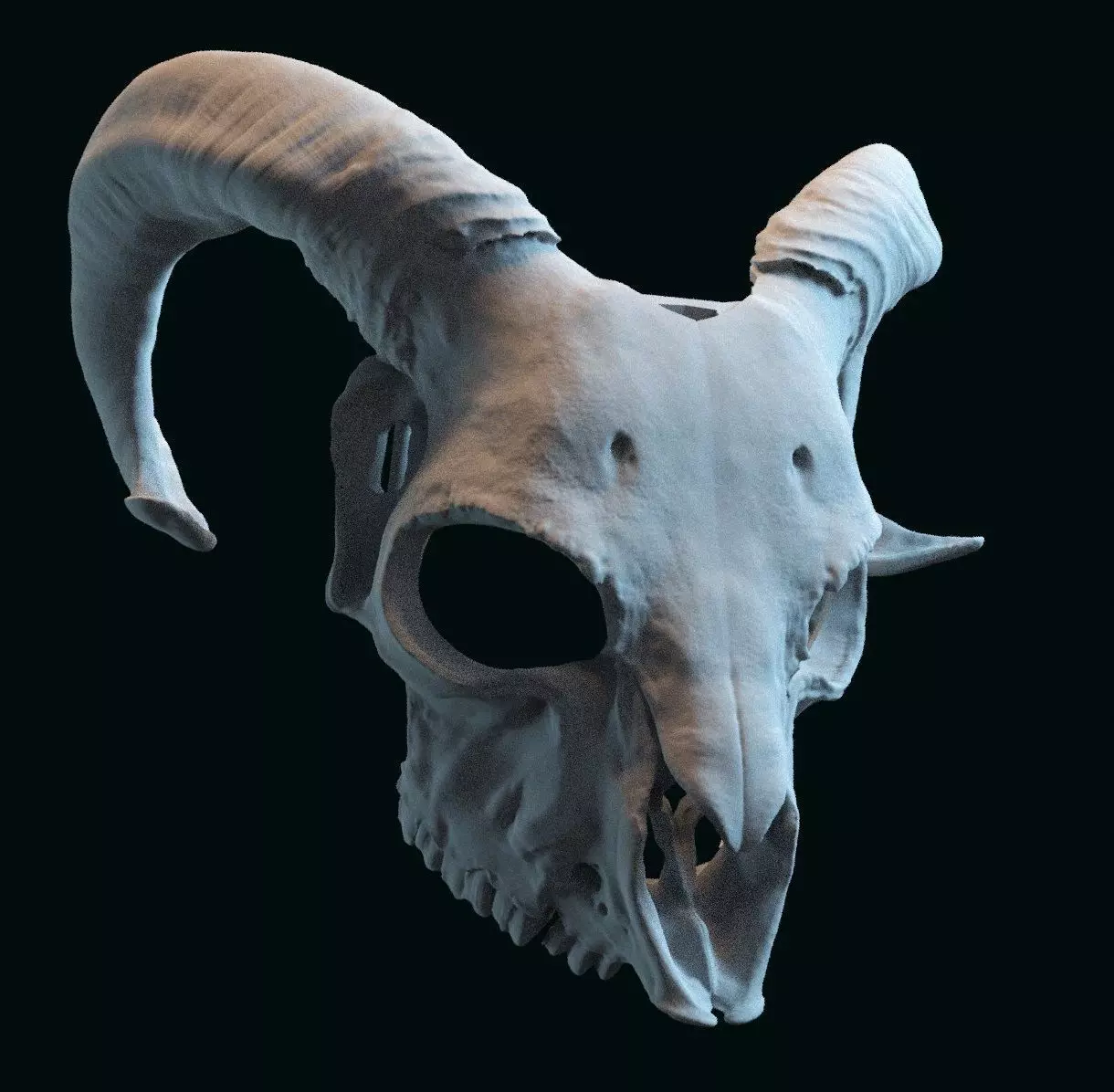 goat skull mask adapted to fit a human face 3D print model_0