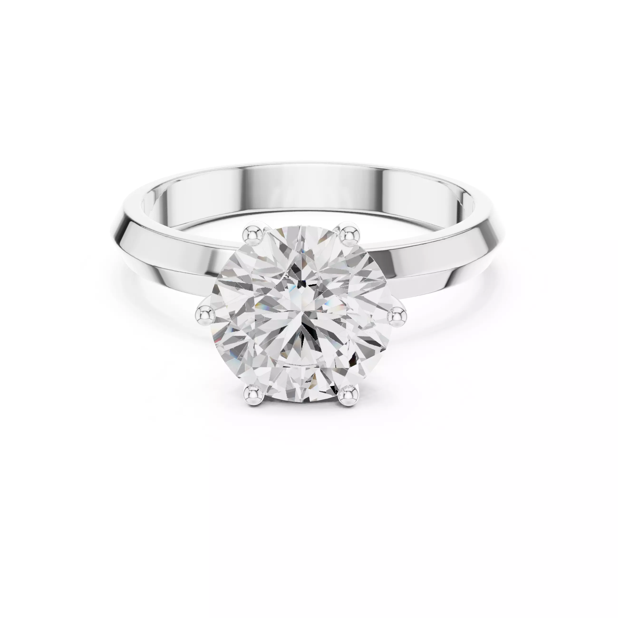 Solitaire Round Diamond Engagement Ring ALL SIZES STL Video 3D print model_2