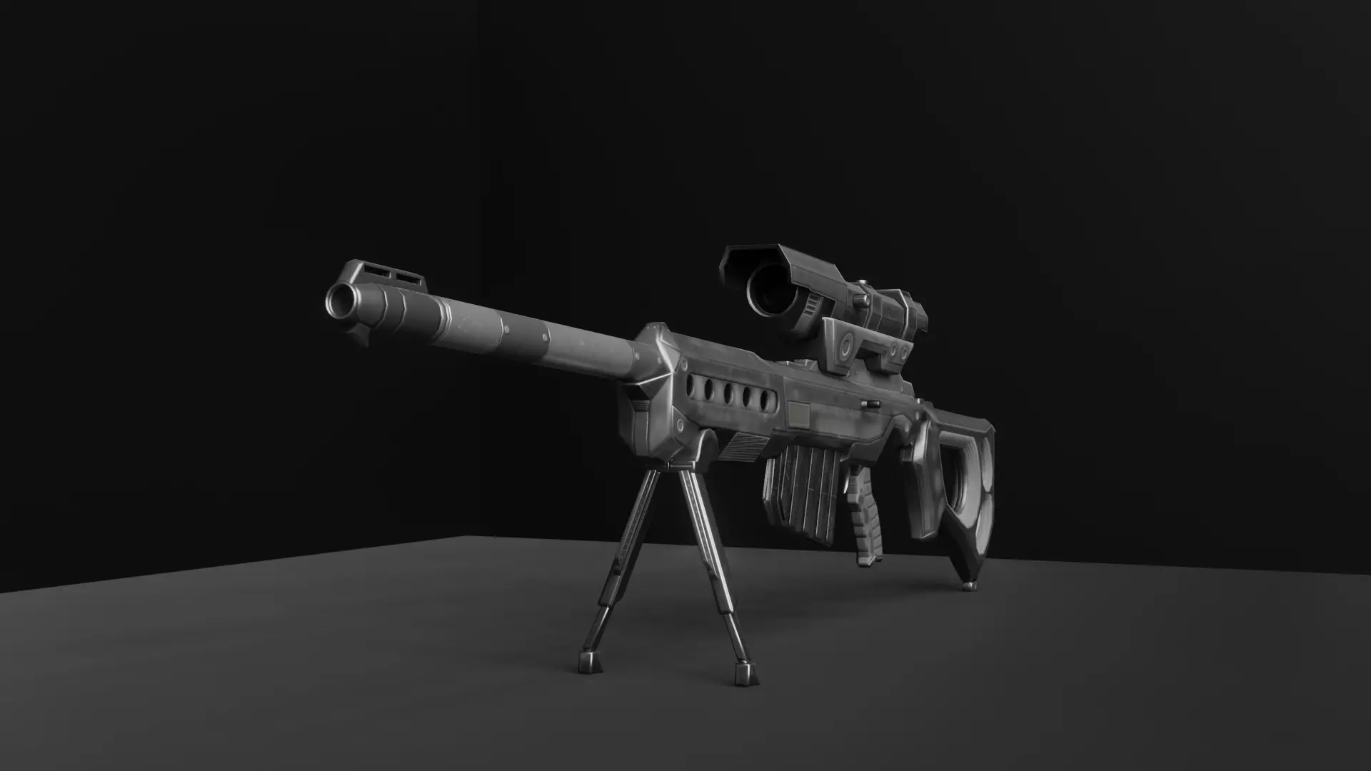 Low Poly Game Ready Sniper Rifle Optimized 3D Model Low-poly 3D model_2