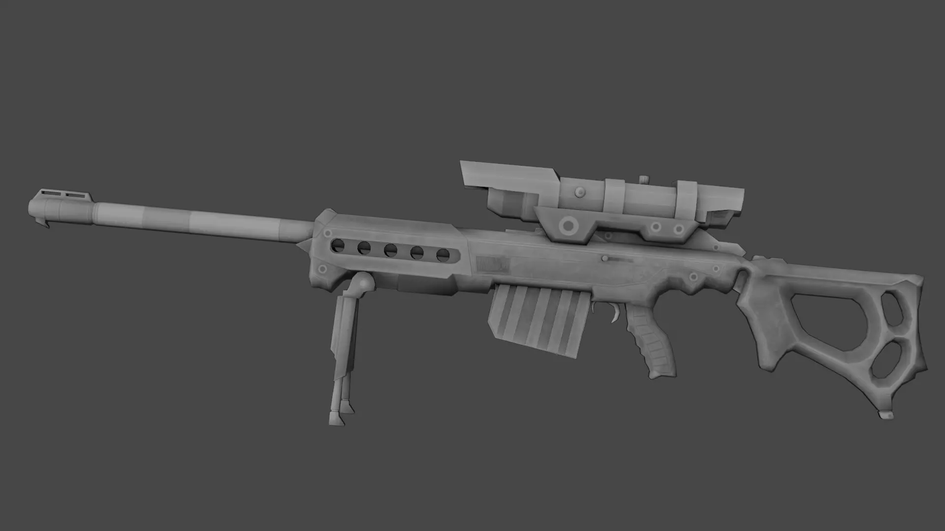 Low Poly Game Ready Sniper Rifle Optimized 3D Model Low-poly 3D model_6