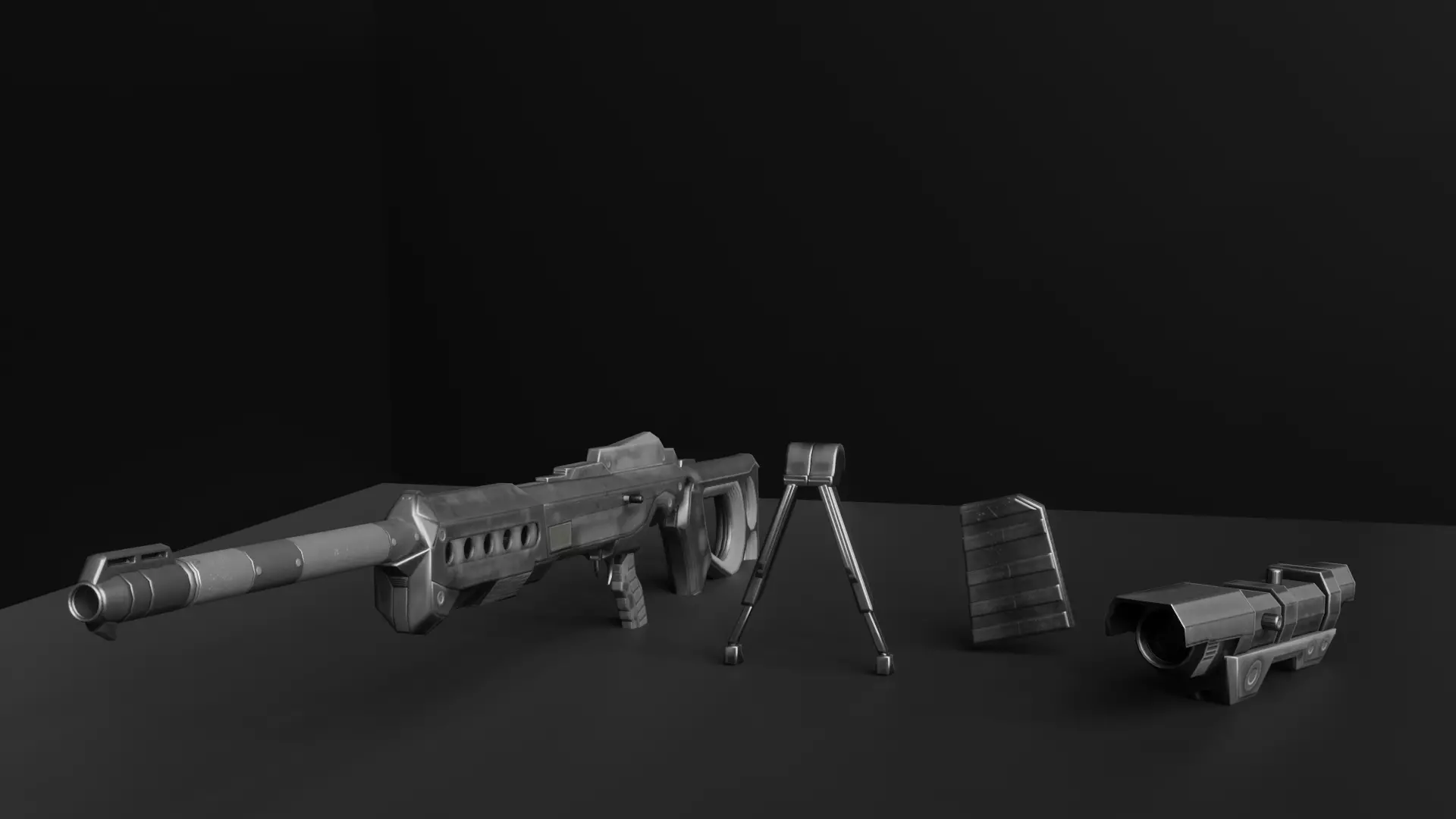 Low Poly Game Ready Sniper Rifle Optimized 3D Model Low-poly 3D model_3