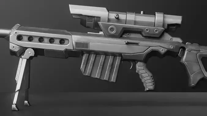 Low Poly Game Ready Sniper Rifle Optimized 3D Model