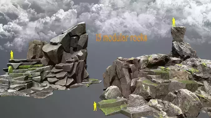 Maya Ruin Rocks Low-poly 3D model