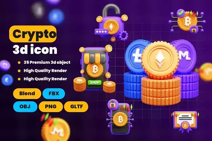 Crypto 3d Icon Pack