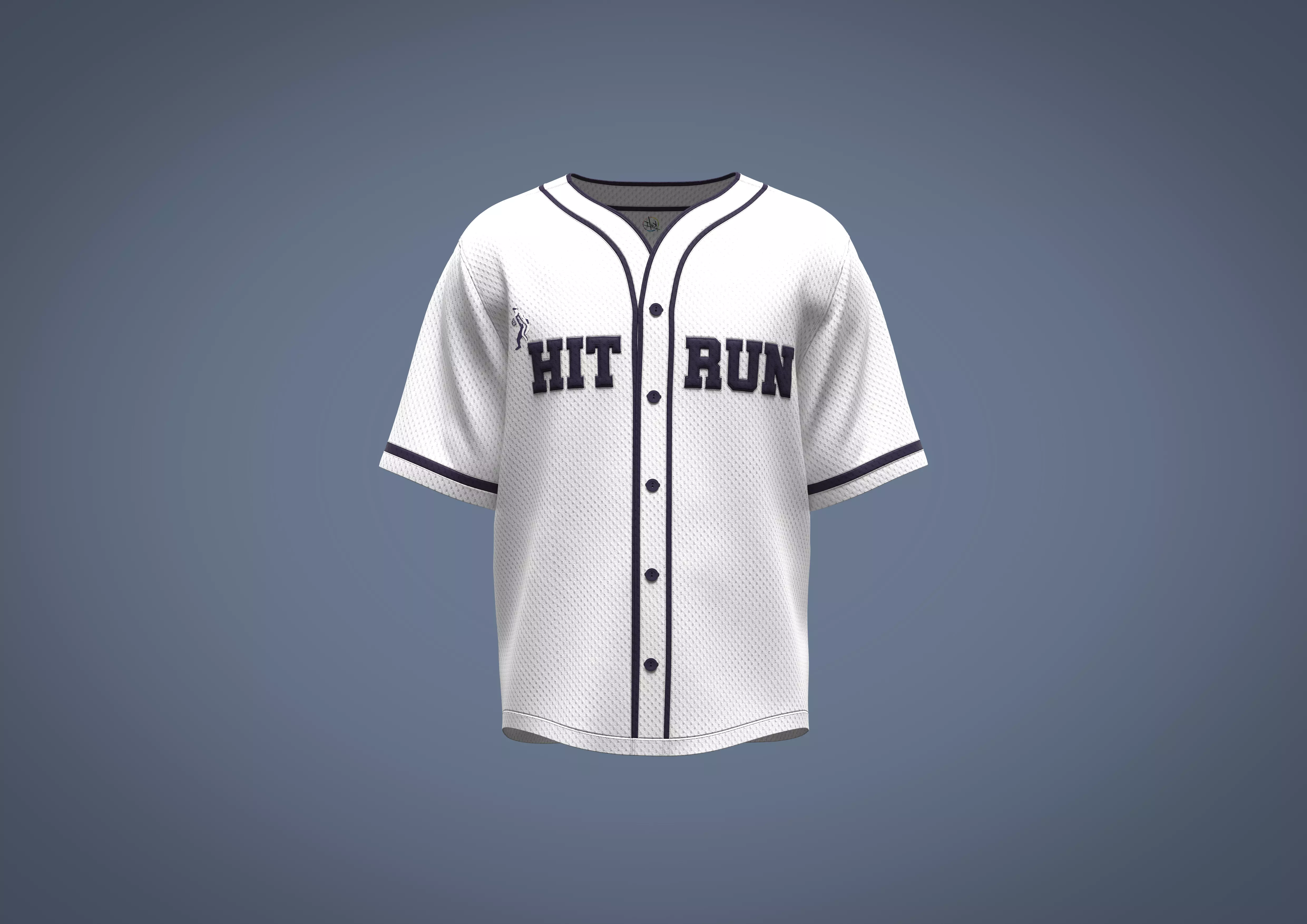 Mens baseball jersey with graphic and mesh fabric 3D model
