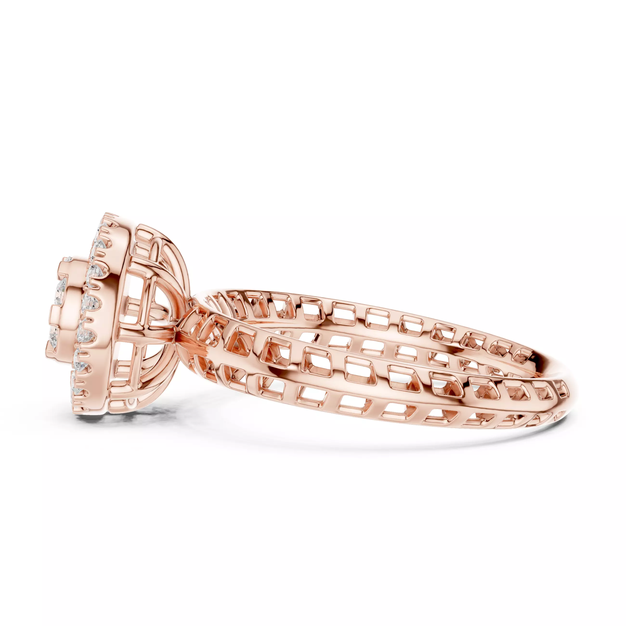 Round Cut Diamond Engagement Wedding Ring ALL SIZES STL Video 3D print model_5