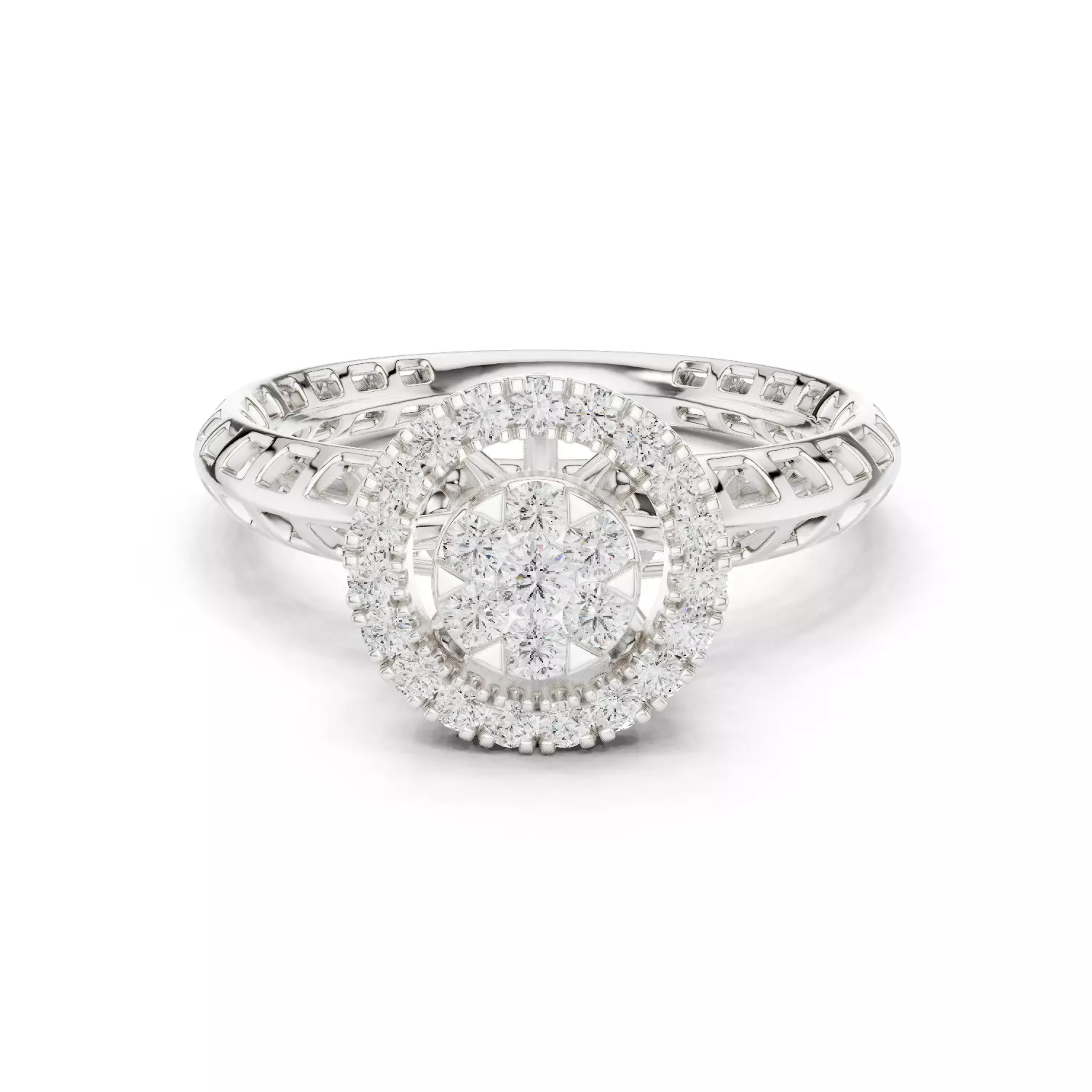 Round Cut Diamond Engagement Wedding Ring ALL SIZES STL Video 3D print model_14