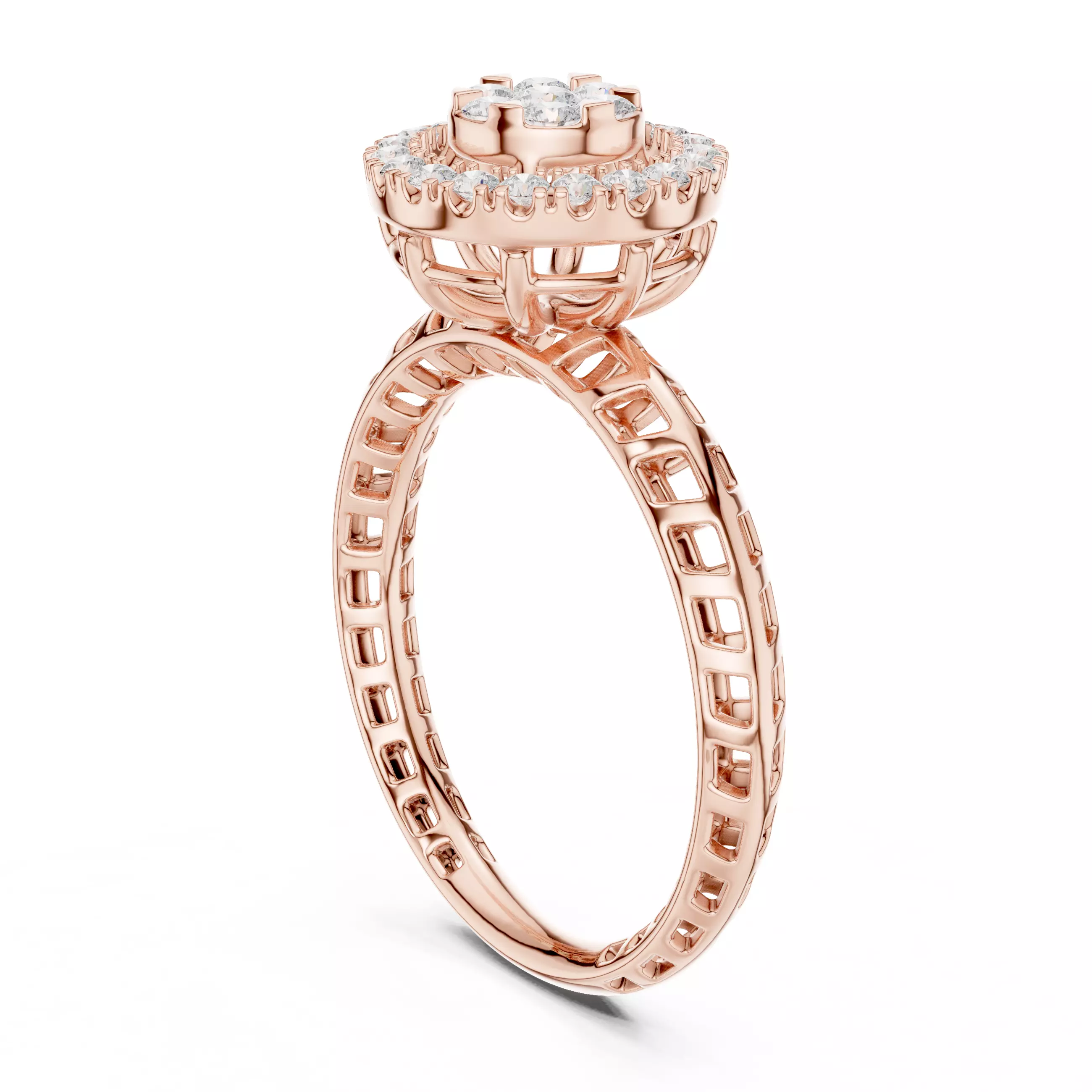 Round Cut Diamond Engagement Wedding Ring ALL SIZES STL Video 3D print model_3