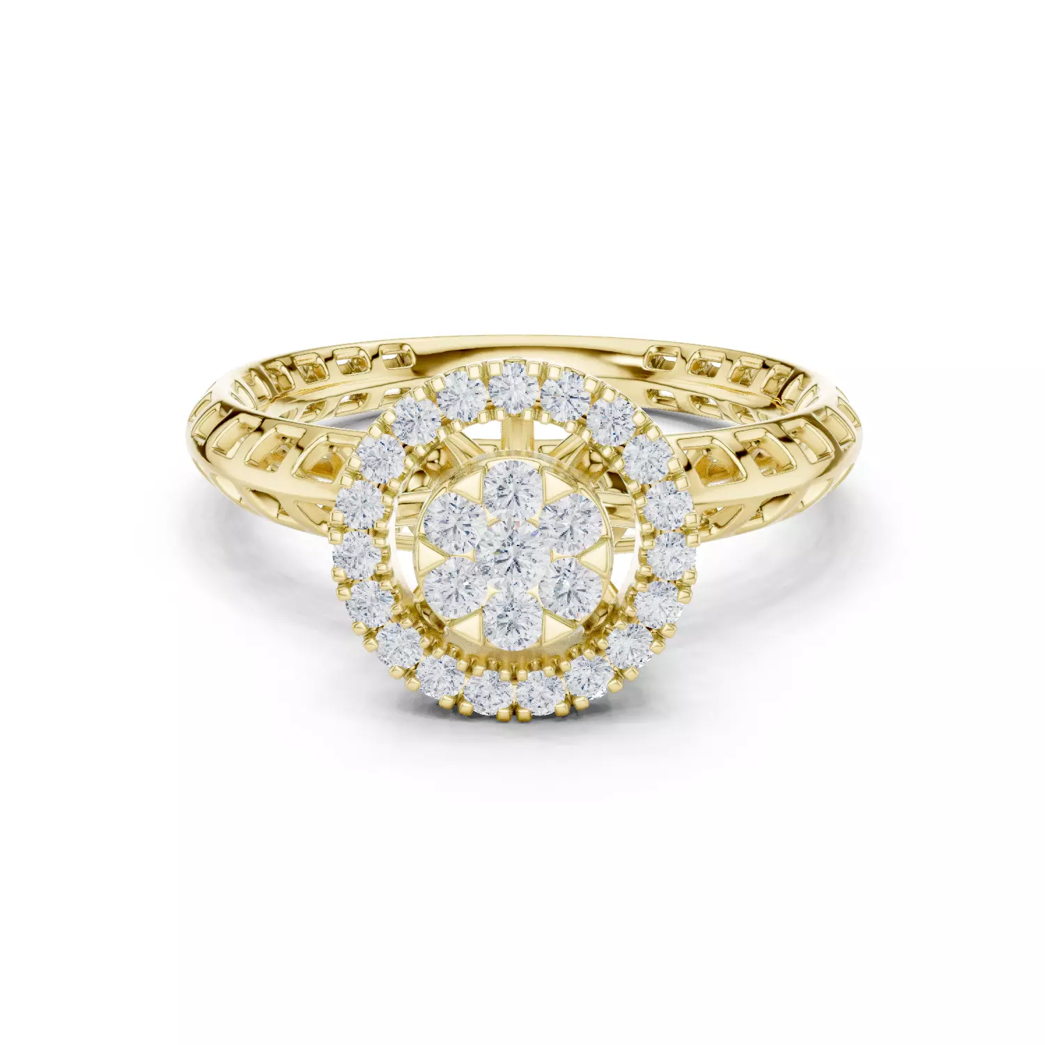 Round Cut Diamond Engagement Wedding Ring ALL SIZES STL Video 3D print model_13