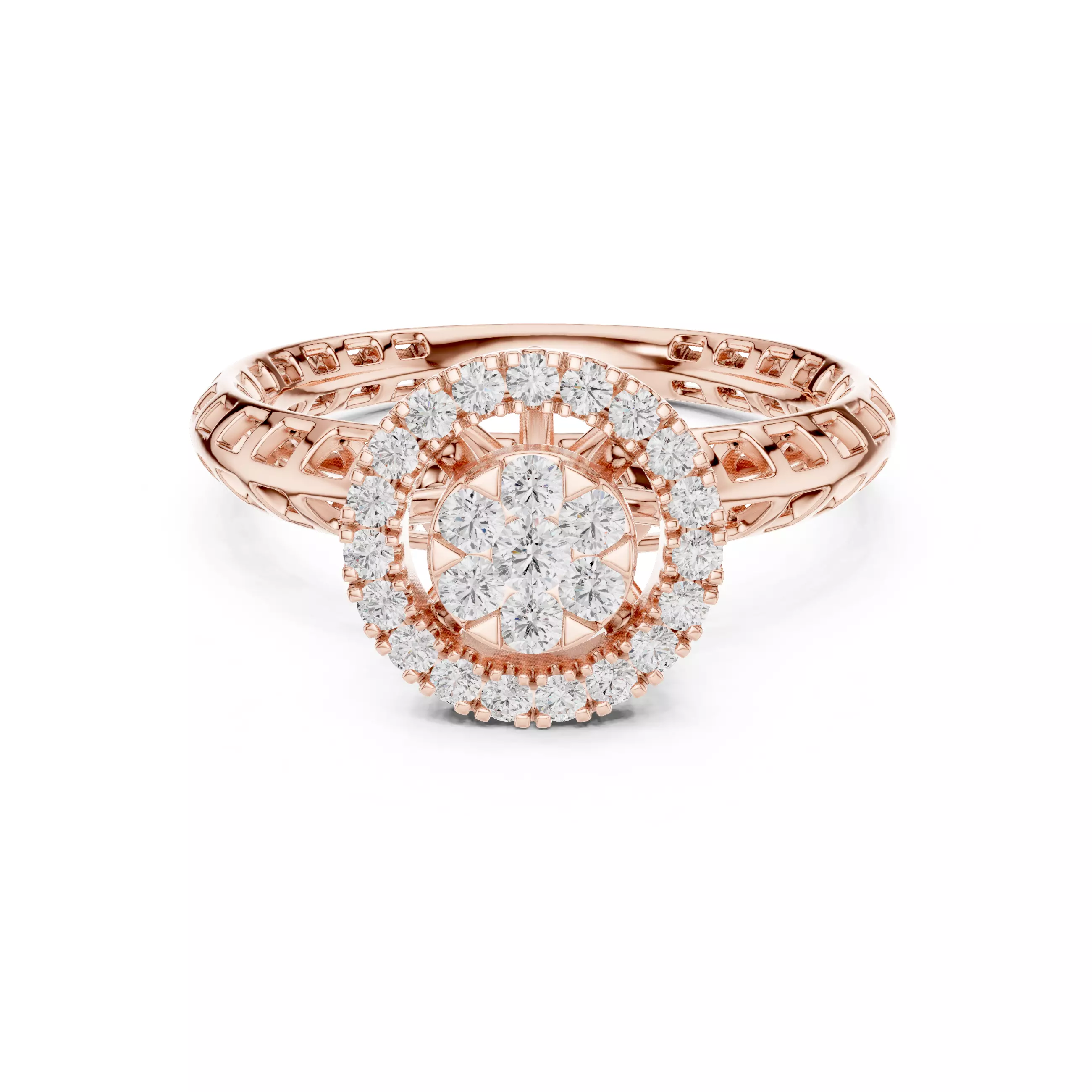 Round Cut Diamond Engagement Wedding Ring ALL SIZES STL Video 3D print model_0