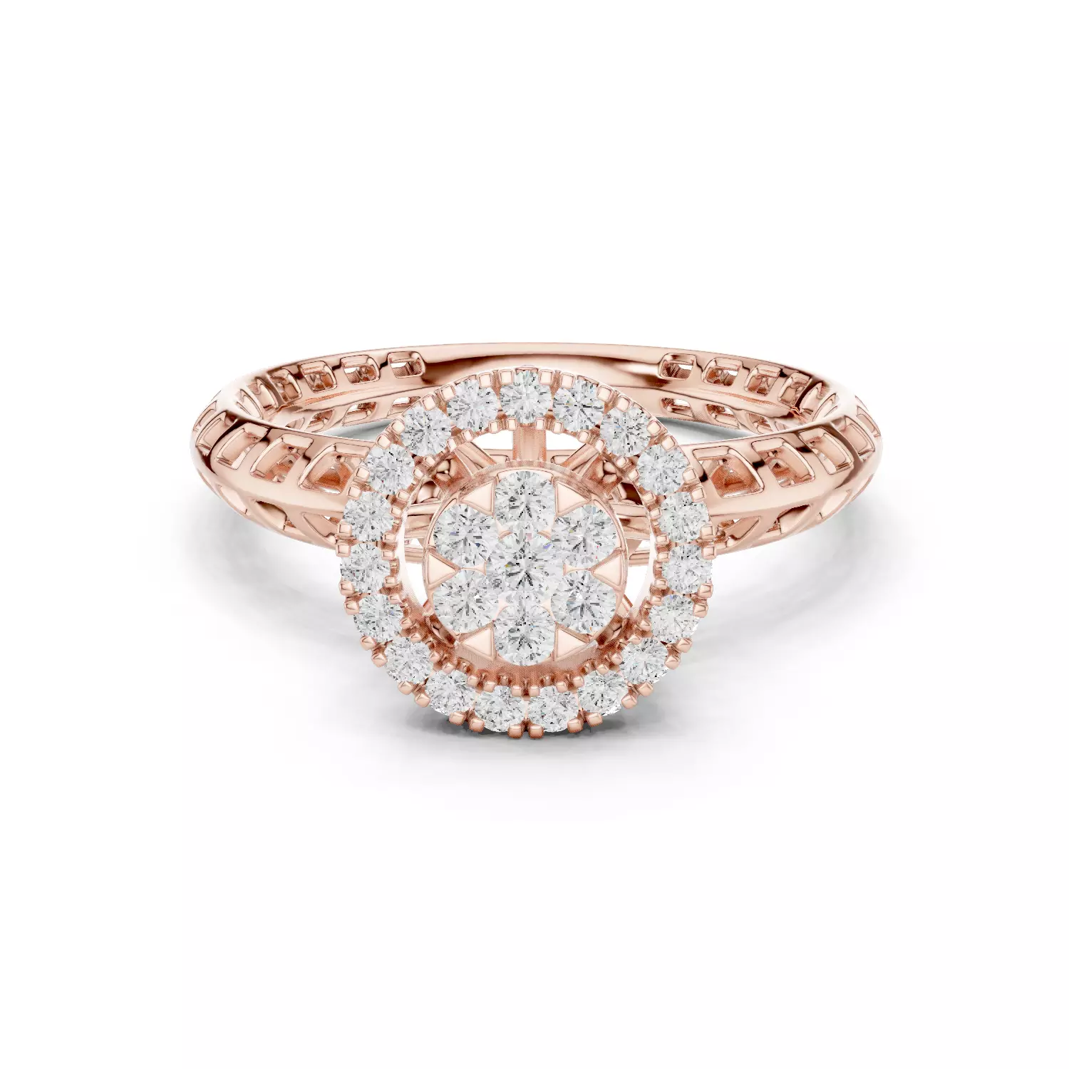 Round Cut Diamond Engagement Wedding Ring ALL SIZES STL Video 3D print model_12