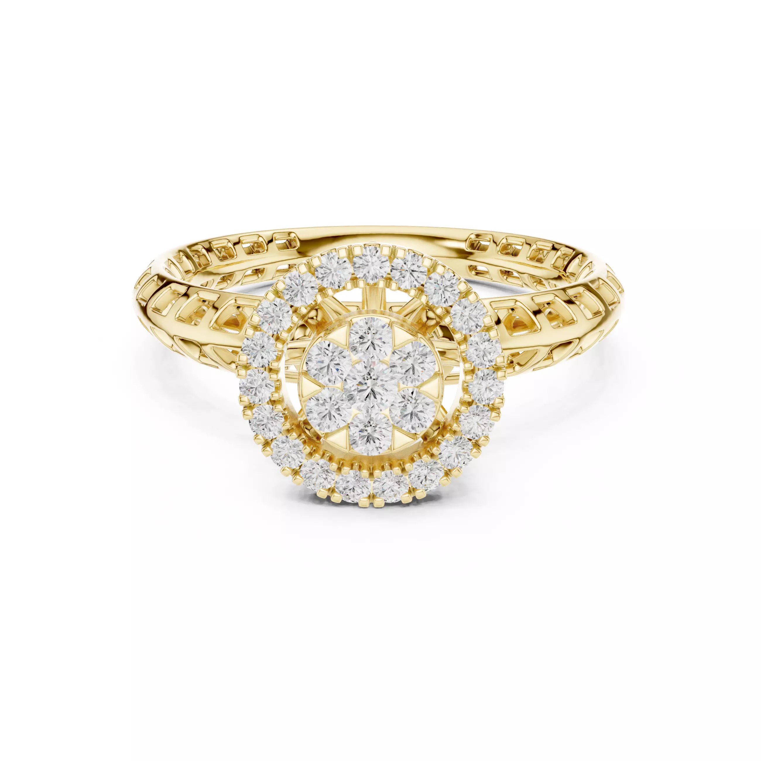 Round Cut Diamond Engagement Wedding Ring ALL SIZES STL Video 3D print model_1