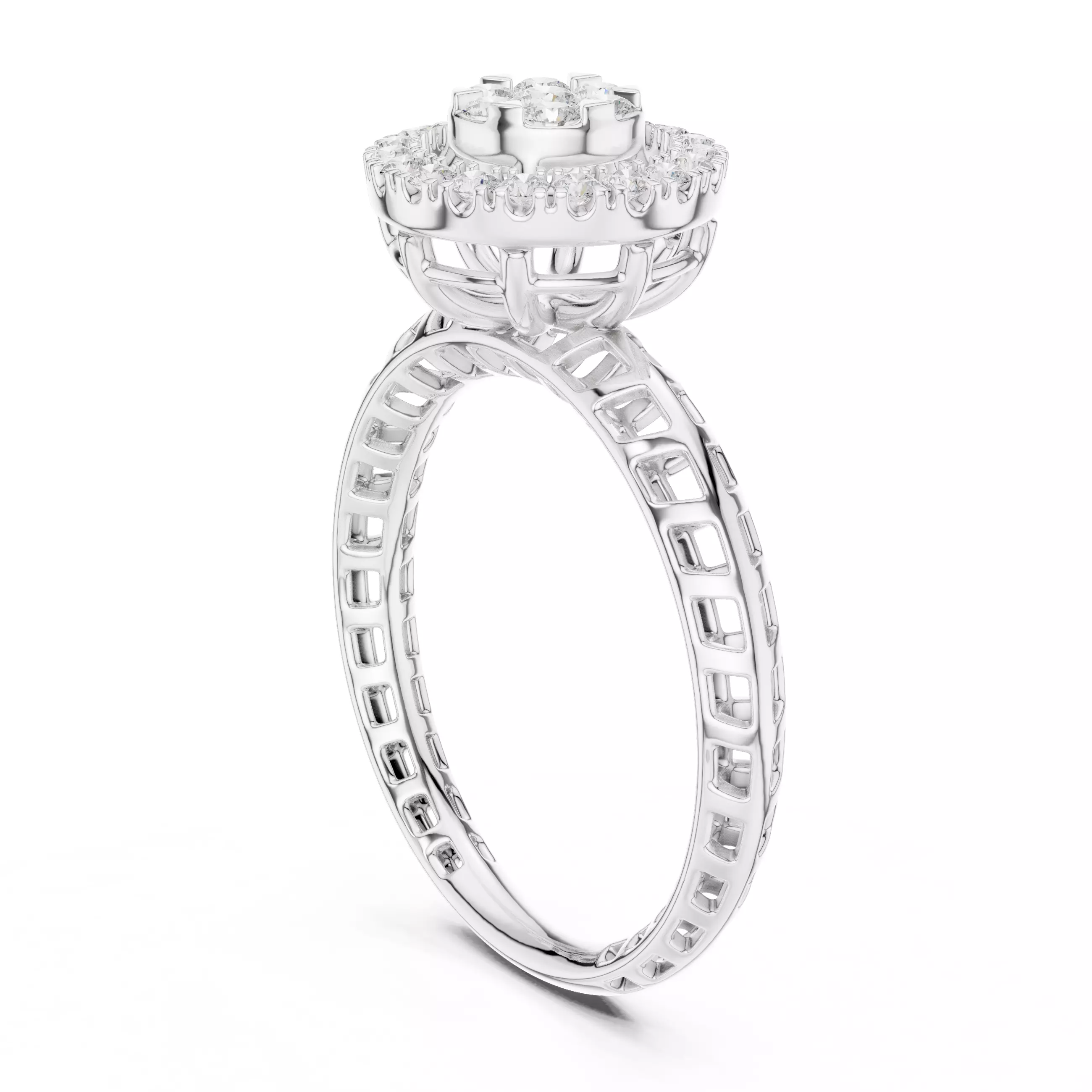 Round Cut Diamond Engagement Wedding Ring ALL SIZES STL Video 3D print model_9