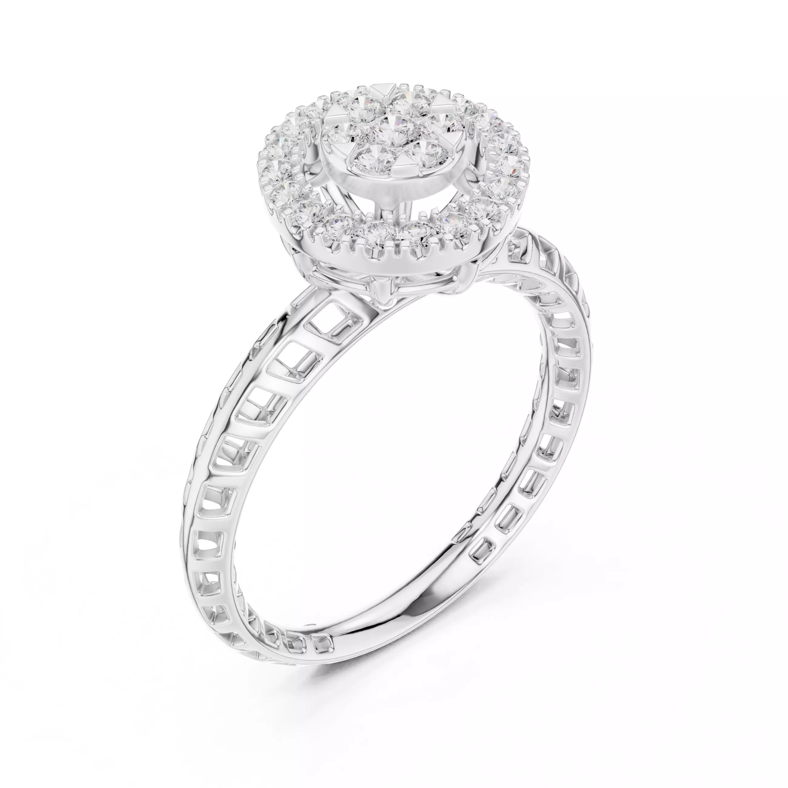 Round Cut Diamond Engagement Wedding Ring ALL SIZES STL Video 3D print model_10