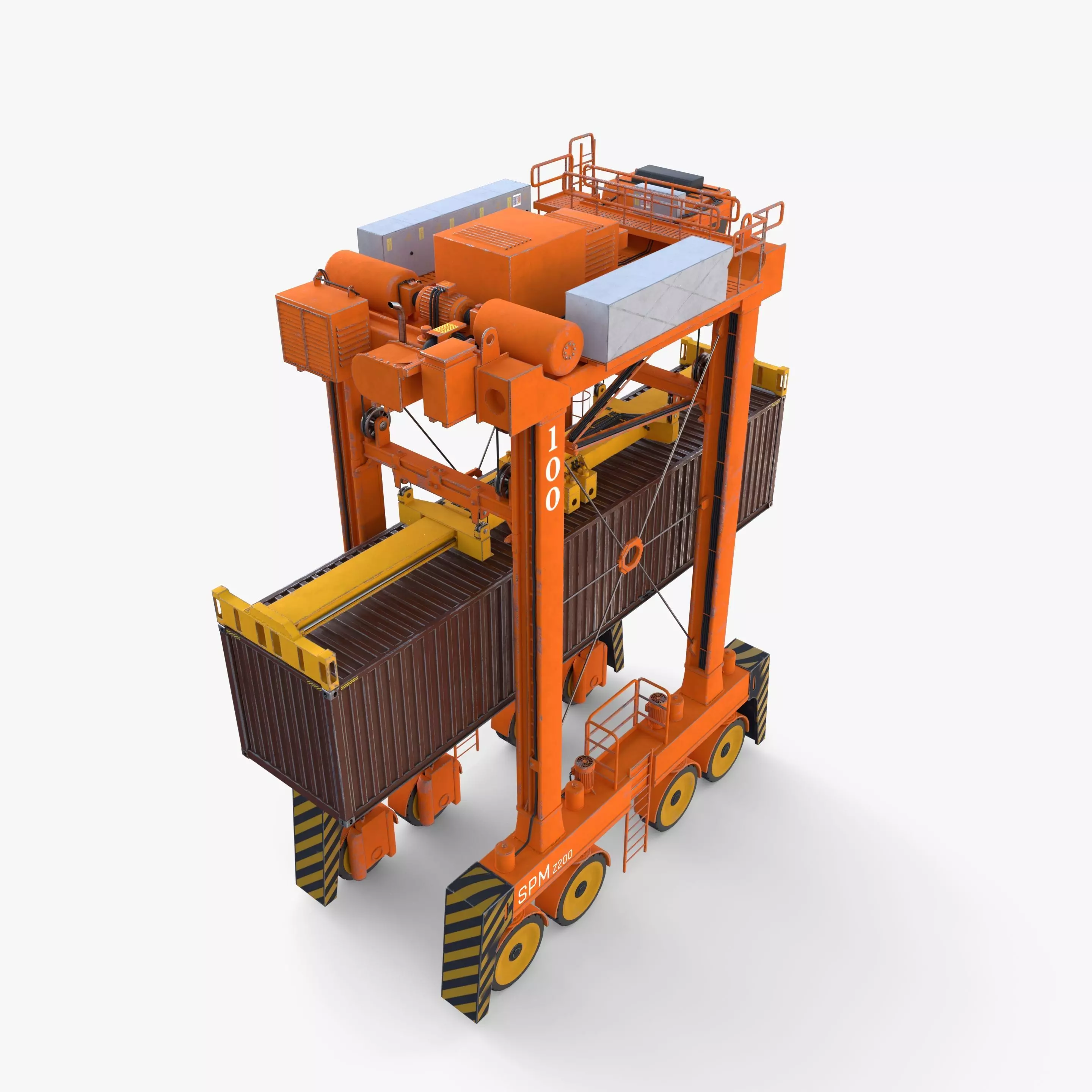 Port Container Straddle Carrier Crane V3 3D model_5