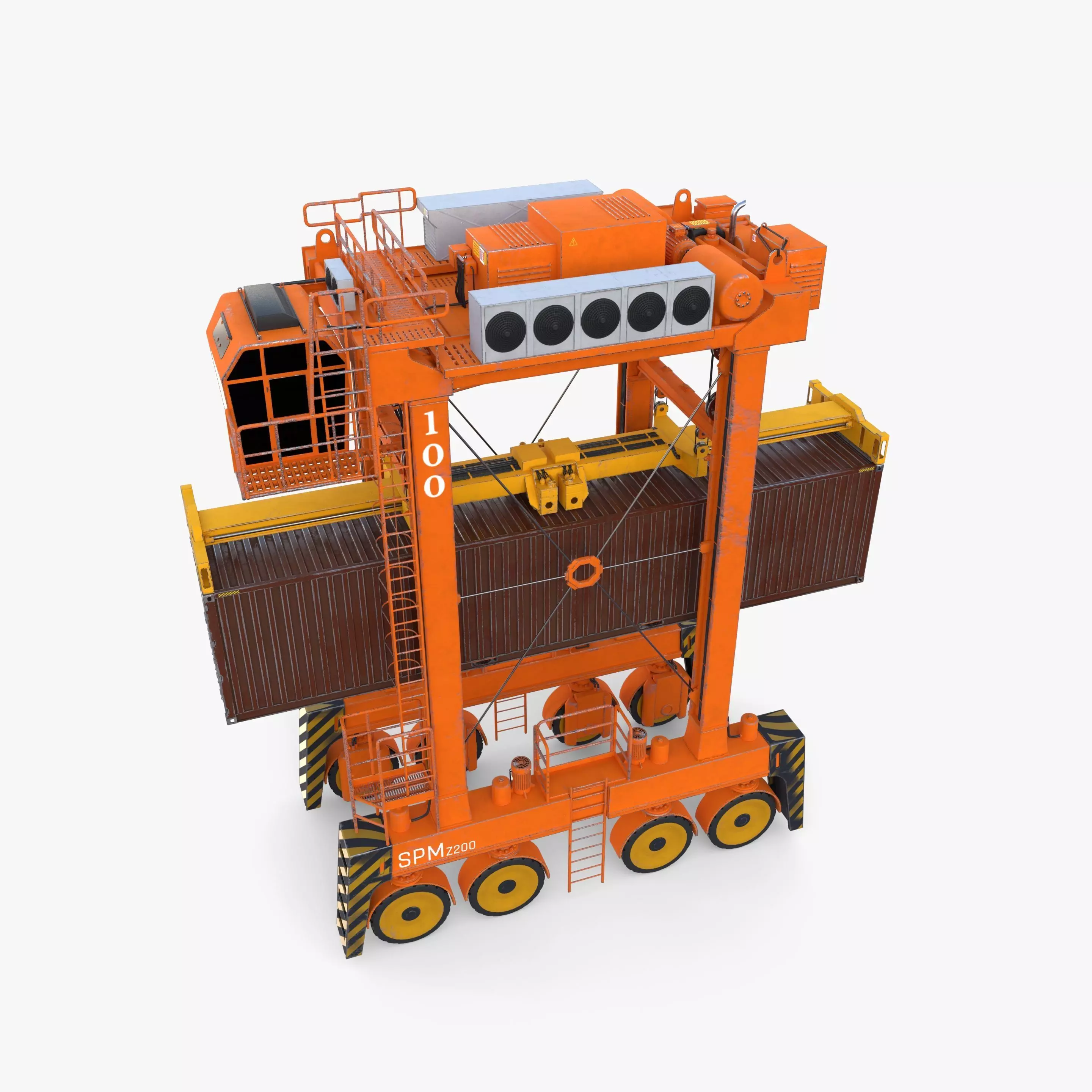 Port Container Straddle Carrier Crane V3 3D model_3