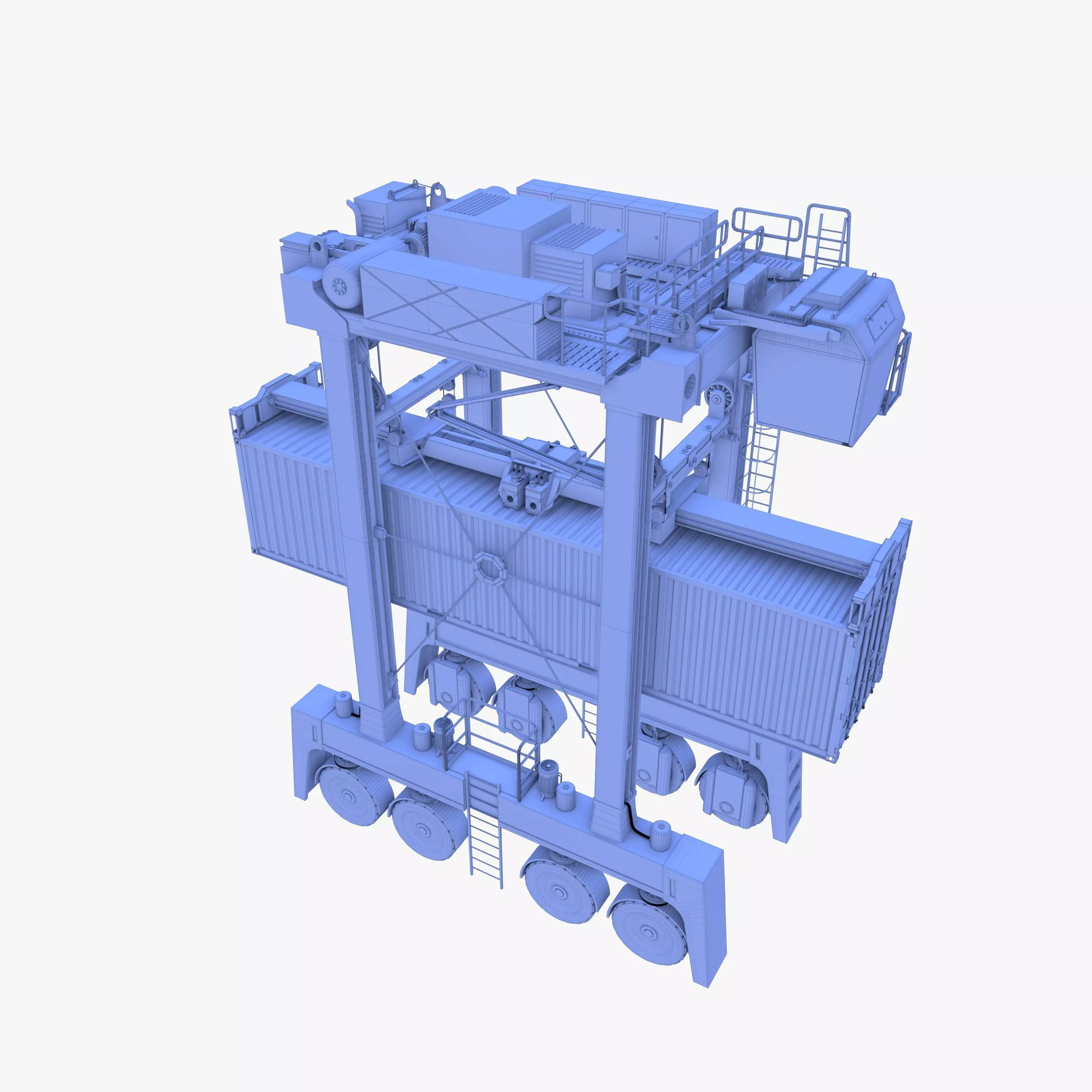Port Container Straddle Carrier Crane V3 3D model_11