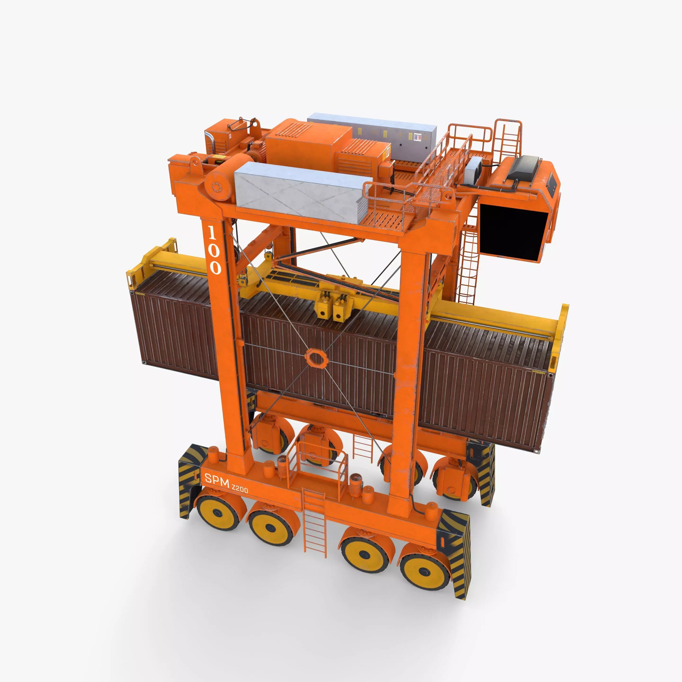 Port Container Straddle Carrier Crane V3 3D model_7