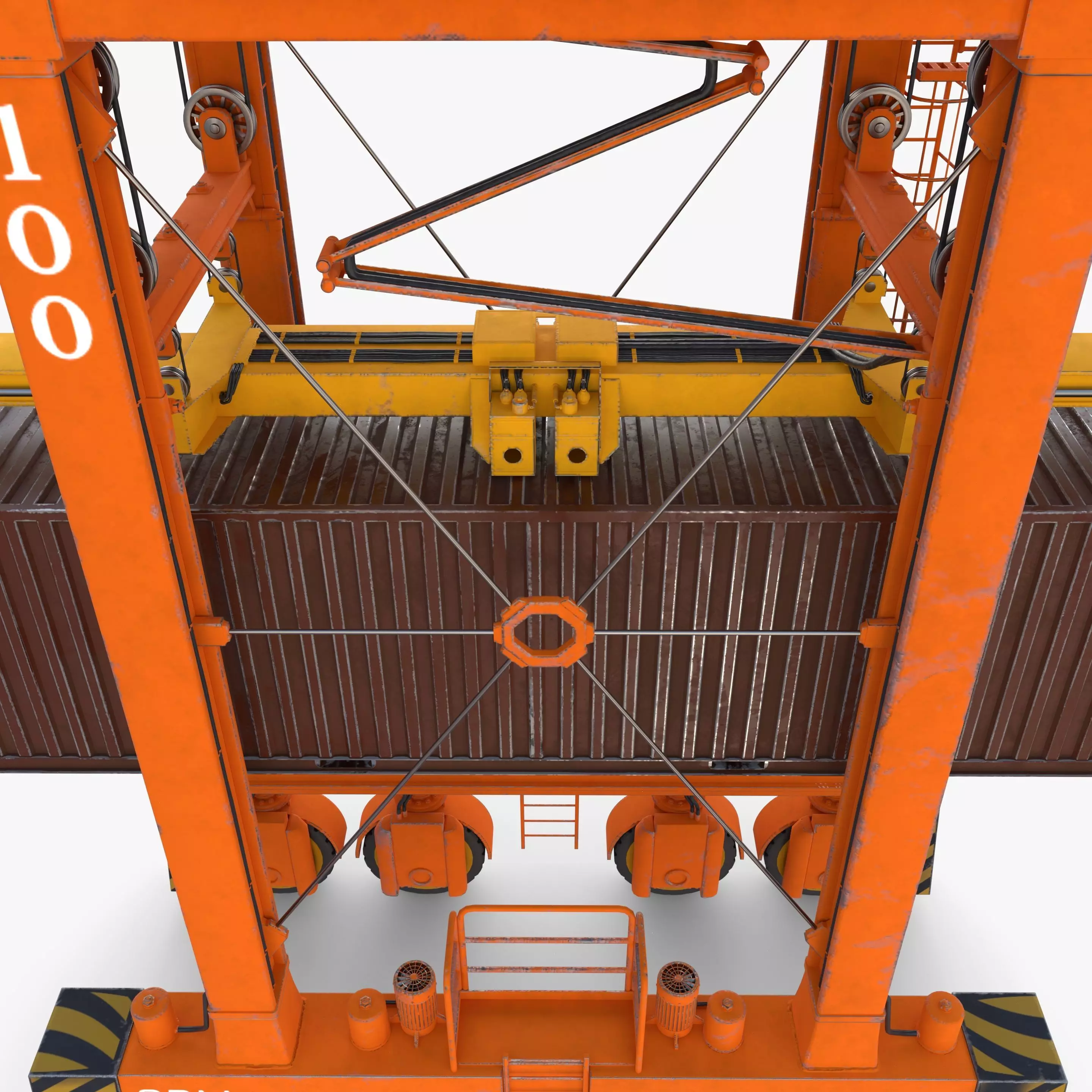 Port Container Straddle Carrier Crane V3 3D model_9