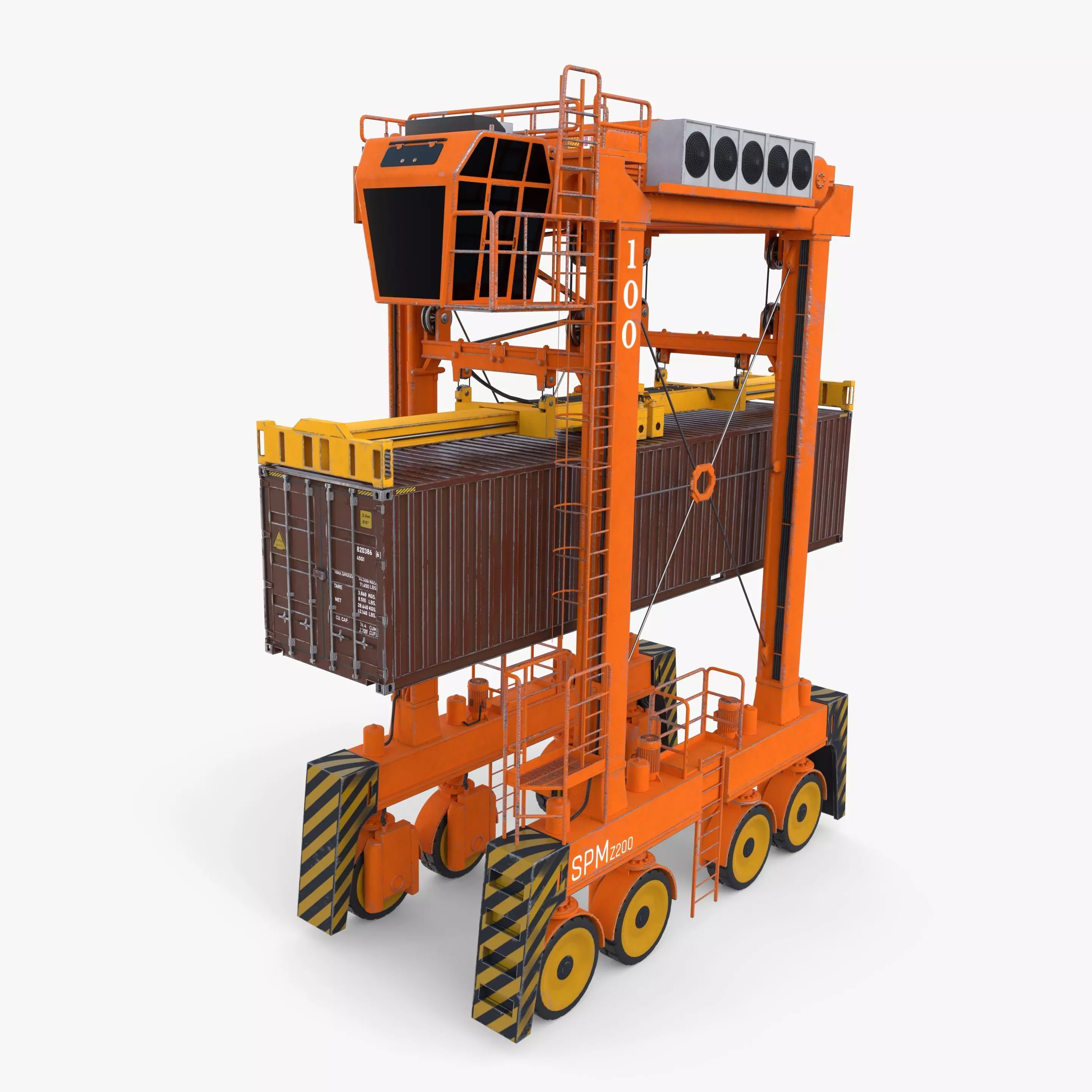 Port Container Straddle Carrier Crane V3 3D model_0